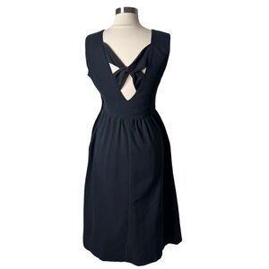 Vintage Lanz Originals Dark Navy Blue Sleeveless Twist Back‎ Midi Dress VTG 10